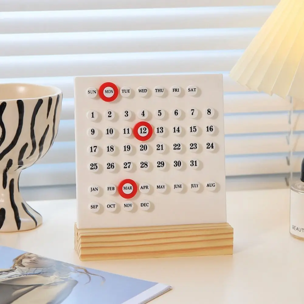 Acryl-DIY-Kalender mit Holzsockel, zehntausend Jahre, handgefertigter Schreibtischkalender aus Holz, handbetriebener 3-Ring-Datumsplaner aus Acryl