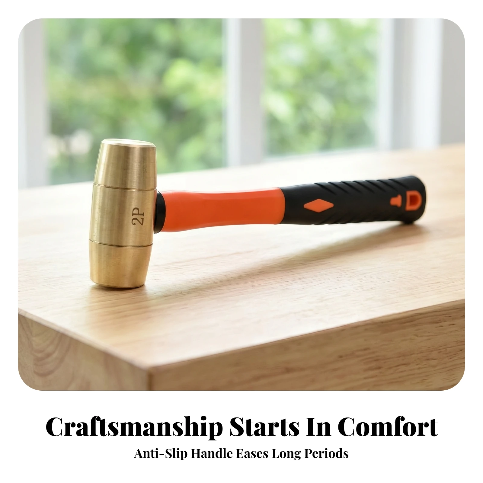 Brass Hammer Soft Striking Metal Forming Hammer Tool Accurate Strikes Non-Marring for Jewelers, Workbench