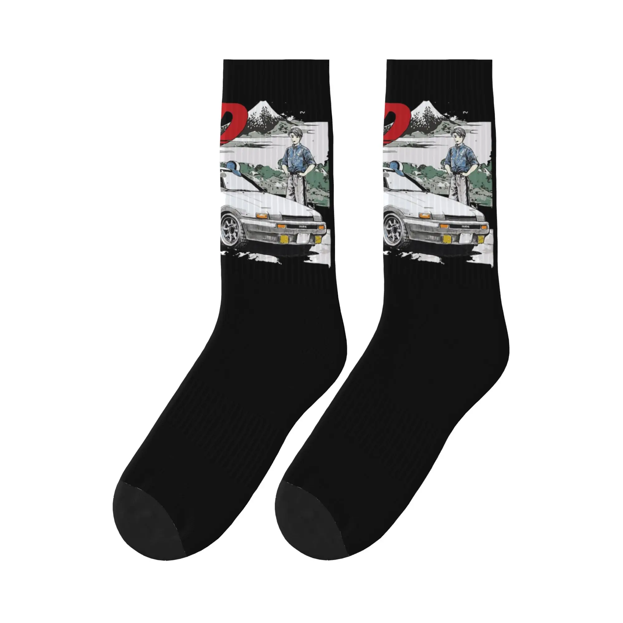 

Initial D Deep Forest Drifting AE86 Takumi Raceway Sports Socks Super Soft Stockings All Season Long Socks for Unisex