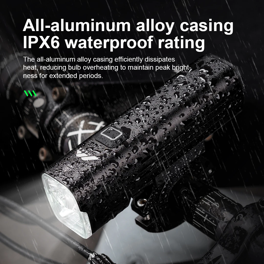 MANA Bike Light 1000LM HeadLight Aluminum Housing IPX6 Waterproof Dual LED Light Beads 4500mAh Battery TYPE-C Charging