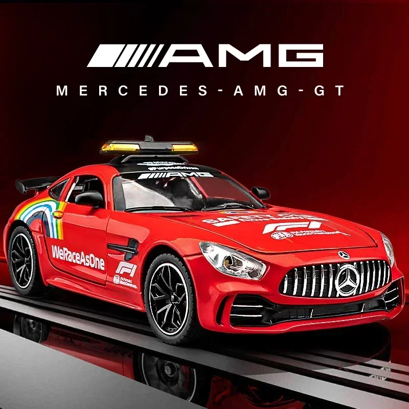 1:24 Benz GTR F1 Safety Car Alloy Model Collection Miniature Voiture Sound Light Children Boy Diecast Metal Vehicle Toy Boy