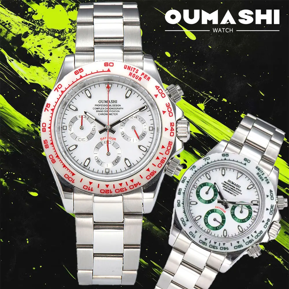 

39mm men's wristwatch VK63 movement chronograph Sapphire glass stainless steel strap Business men's custom watch 10Bar
