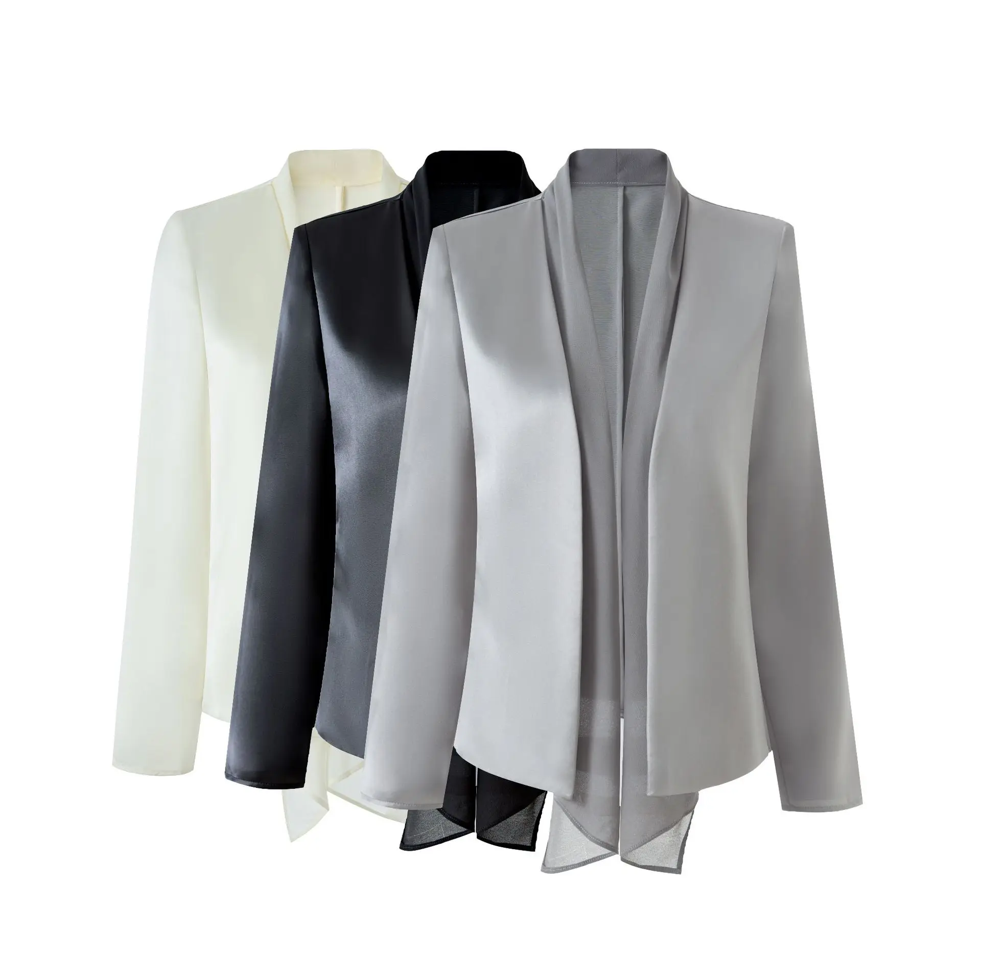 2026 New Arrival Lady Office Casual Wear Designed Patchwork V-neck Long Sleeve Elegant Style Solid Blazer for Women
