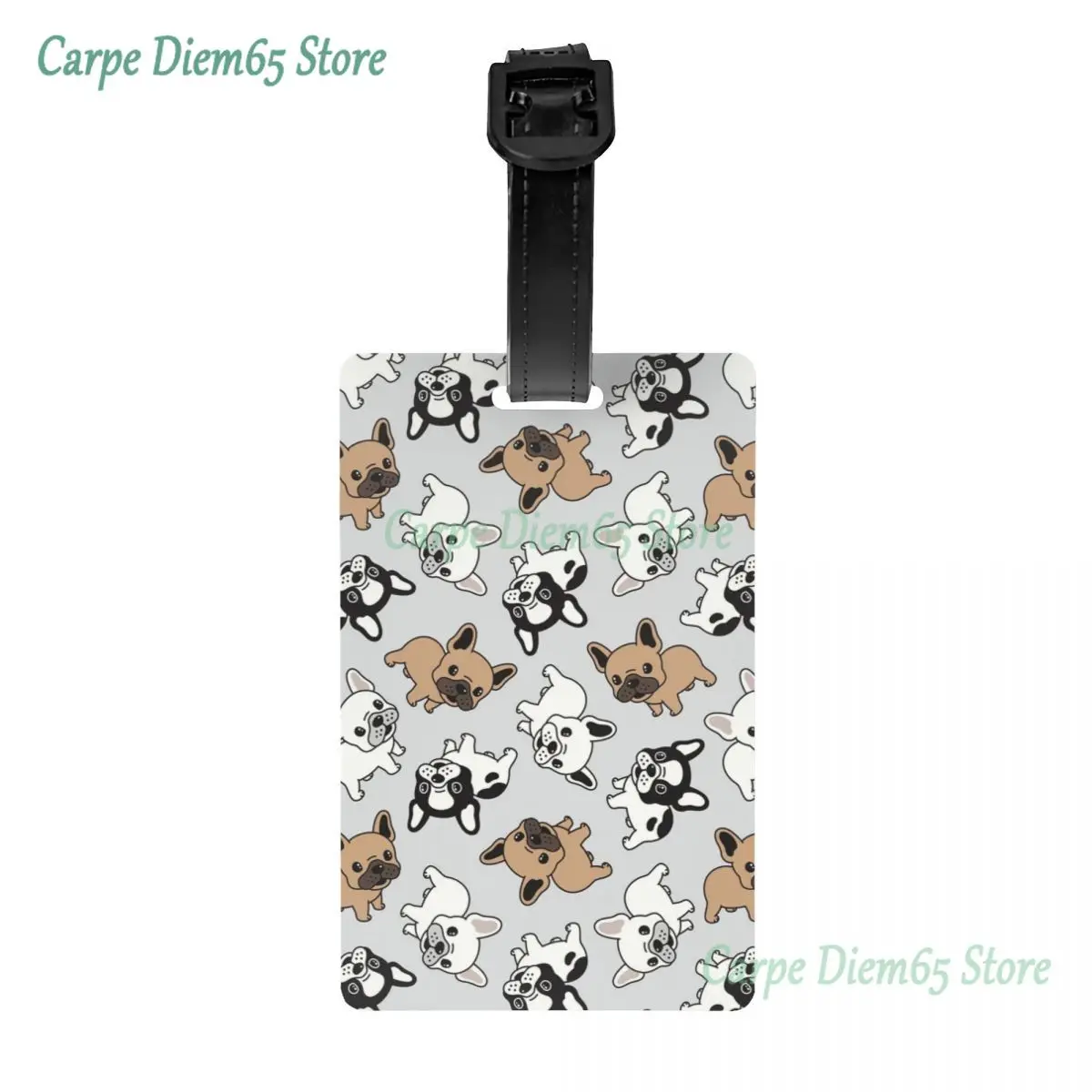 

Custom Frenchie French Bulldog Luggage Tag With Name Card Dogs Lover Privacy Cover ID Label for Travel Bag Suitcase