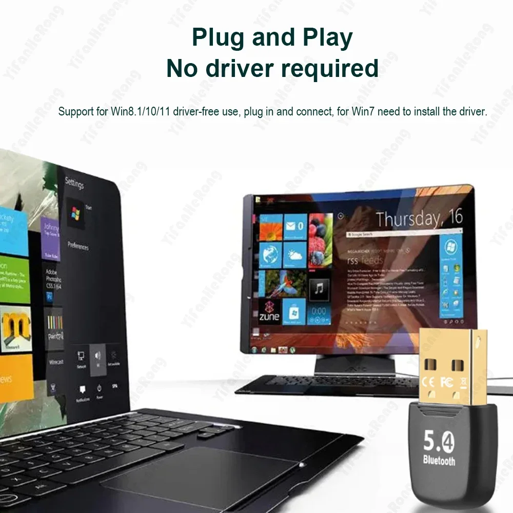 محول USB متوافق مع بلوتوث 5.4 دونغل محول للكمبيوتر اللاسلكي لوحة مفاتيح الماوس والكمبيوتر المحمول وجهاز استقبال الصوت وجهاز إرسال