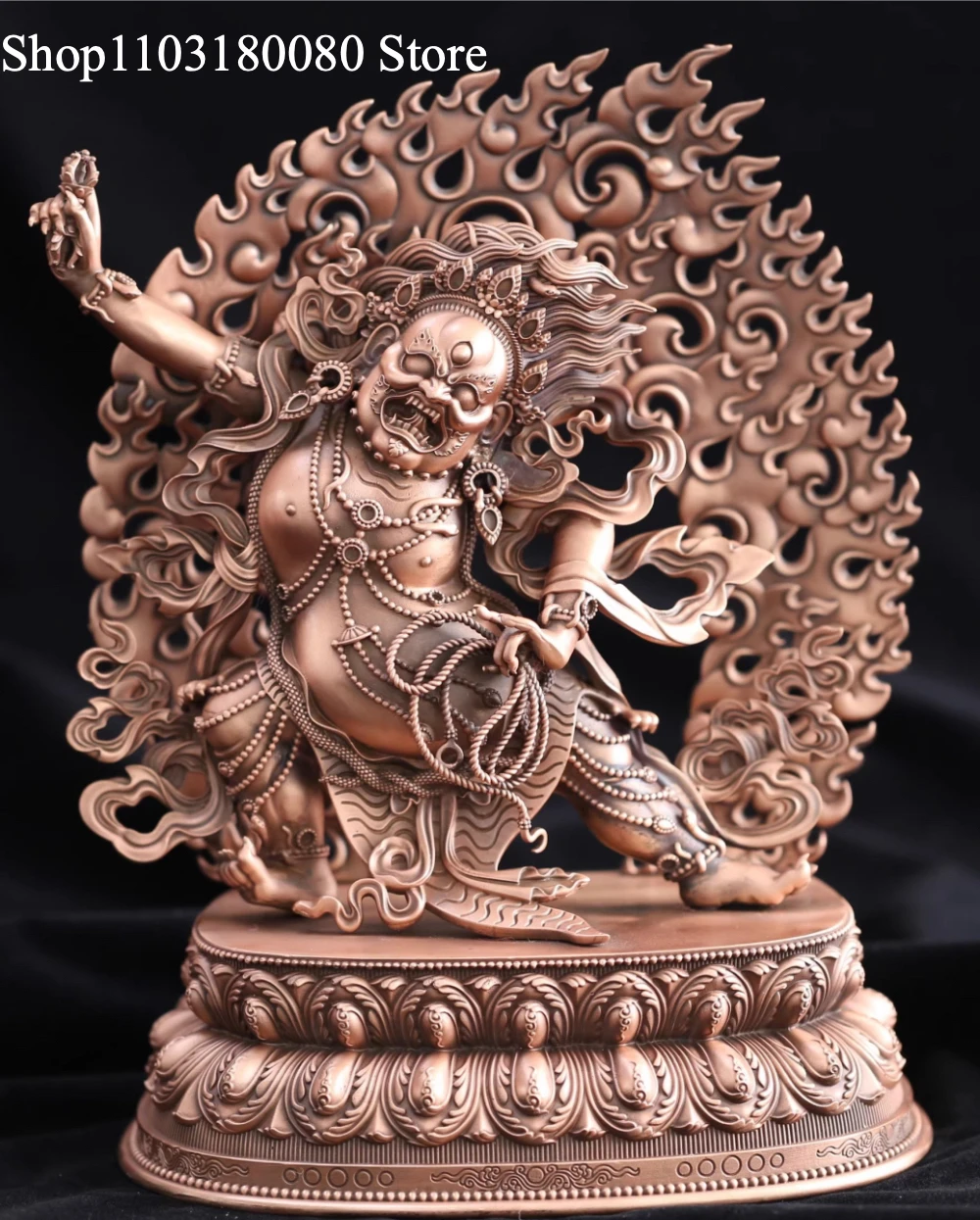 Exquisite Red copper Carving Two-armed Mahakala statue sculpture,25cm,10cm