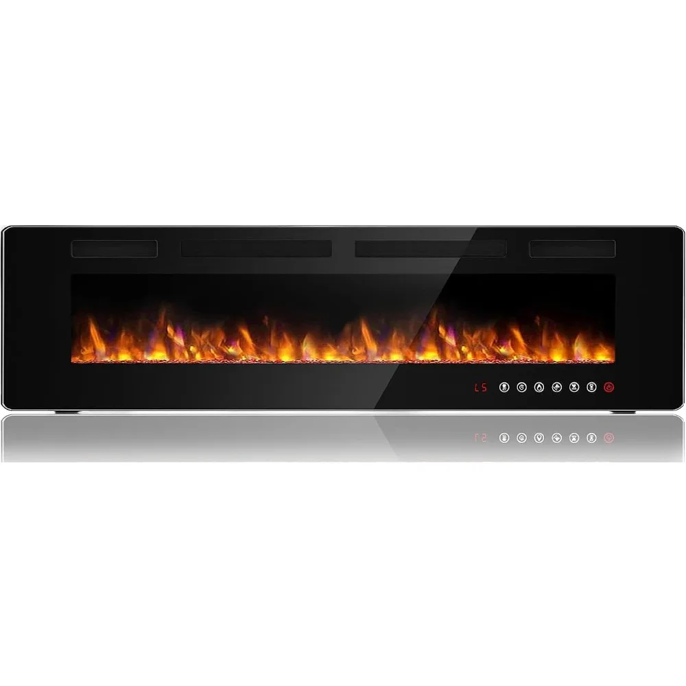 

72 inch Ultra-Thin Silence Linear Electric Fireplace, Recessed Wall Mounted Fireplaces, 12 Adjustable Flame, Fireplace
