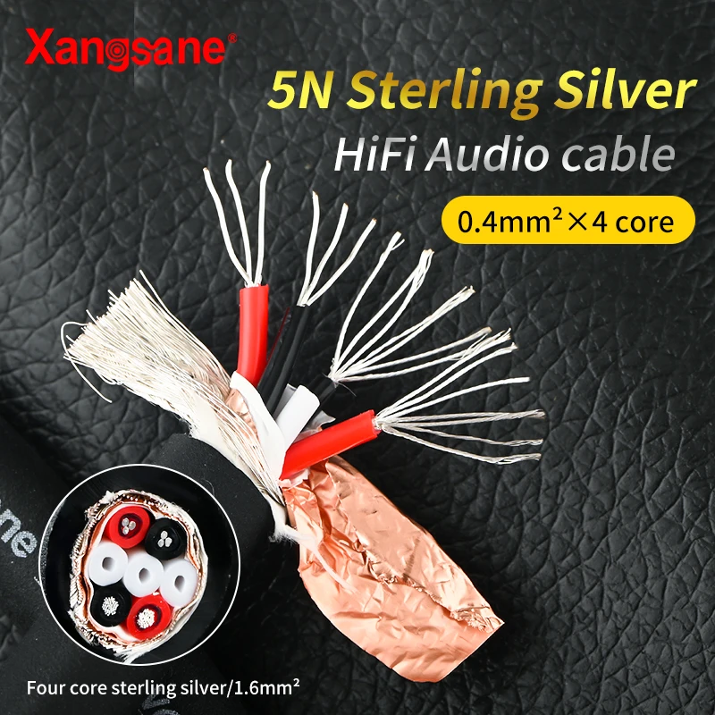 Xangsane 5N 1.6mm ² 4-rdzeniowy srebrny kabel Audio HiFi kabel do dekodowania USB kabel RCA kabel XLR DIY kabel luzem