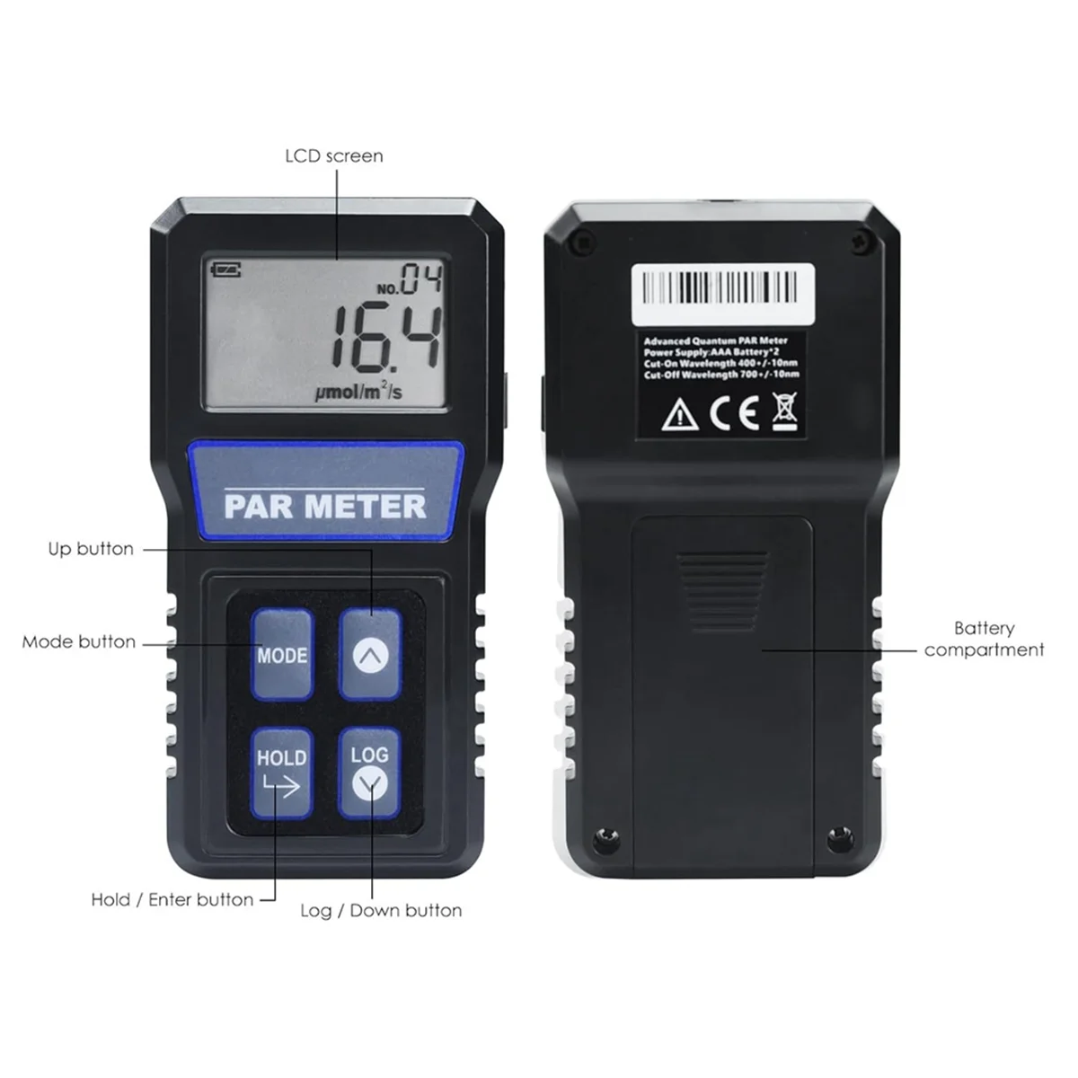 ABKM Digital PAR Meter IP68 Waterproof Probe Full Spectrum Quantum Sensor Photosynthetic Activity for Plant PPFD Tester