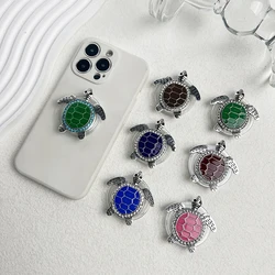 Metal Turtle Phone Holder Sparkling Diamond Decoration Socket Talk Grip Phone Stand Folding Mobile Phone Support