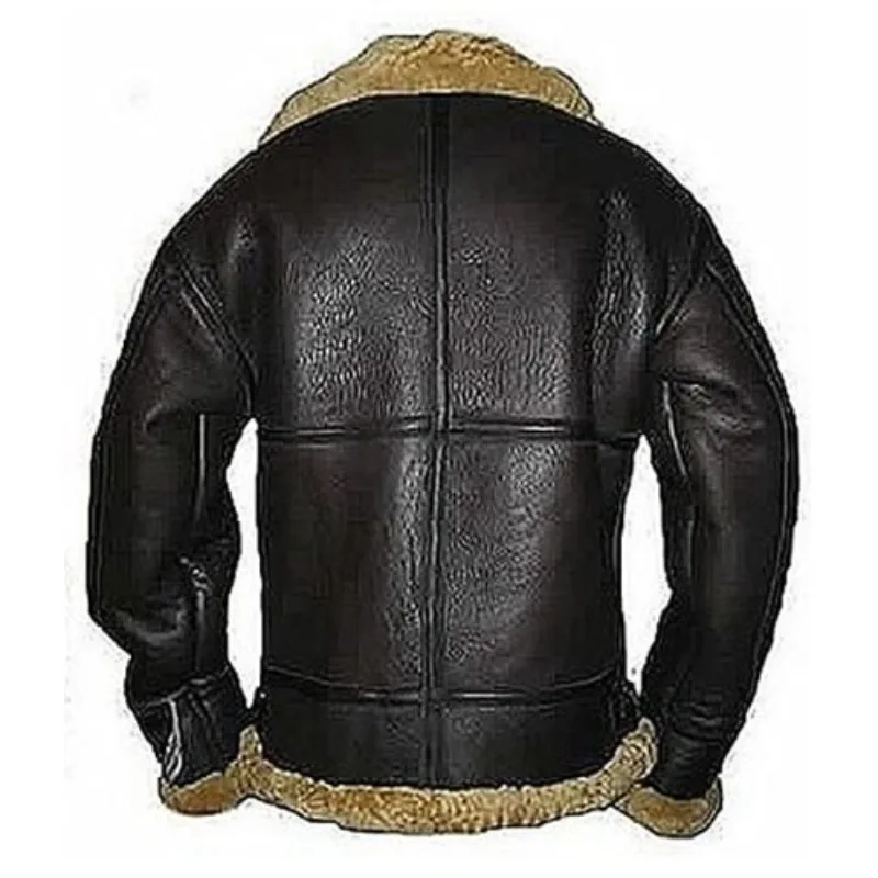 Long Sleeve Men's Coats Winter Jackets Leather and Fur Integrated Artificial Fur PU Flight Jacket Long Sleeved Men Clothing