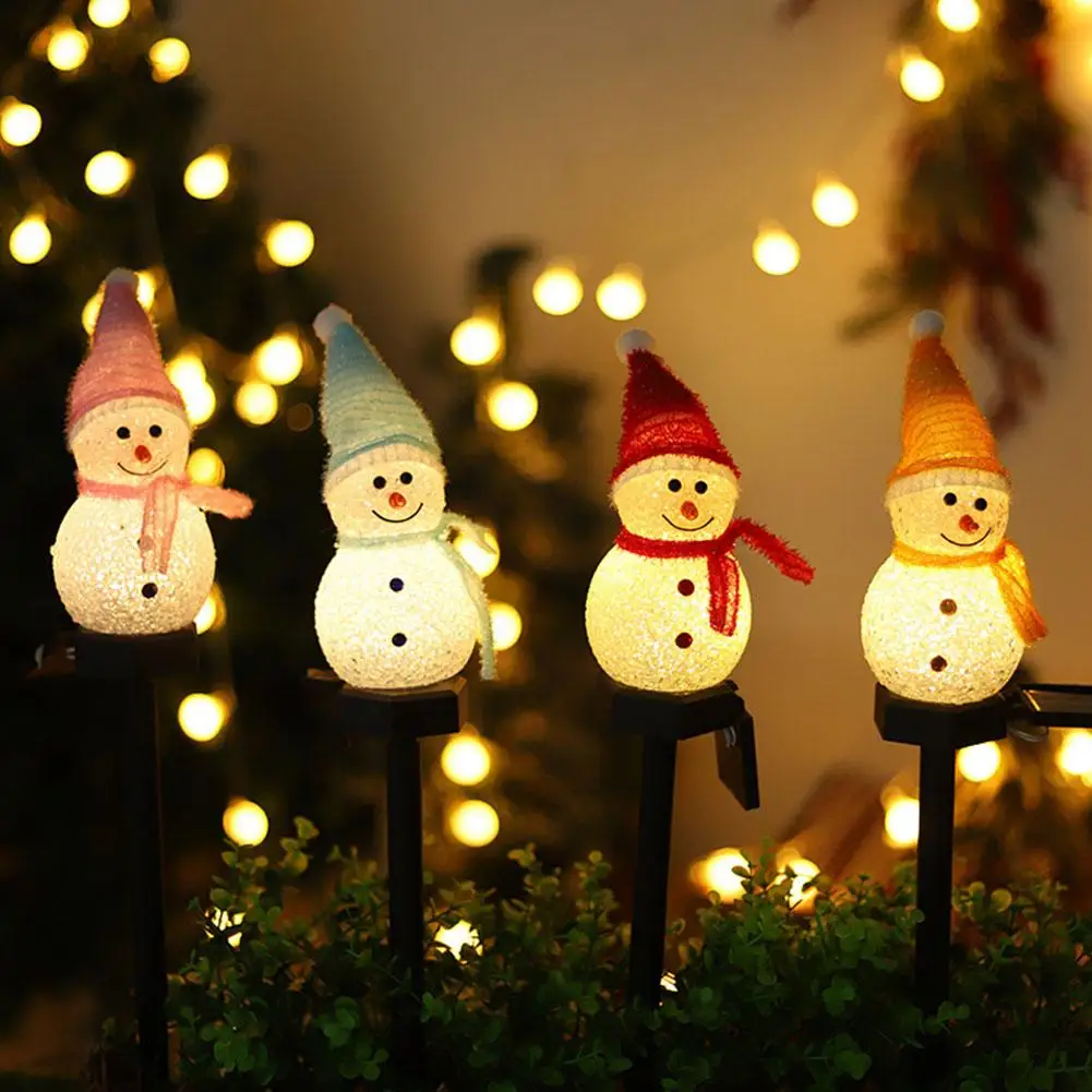 크리스마스 태양광 조명 4색 눈사람 야외 지상 설치 램프 정원 크리스마스 분위기 조경 장식 2025