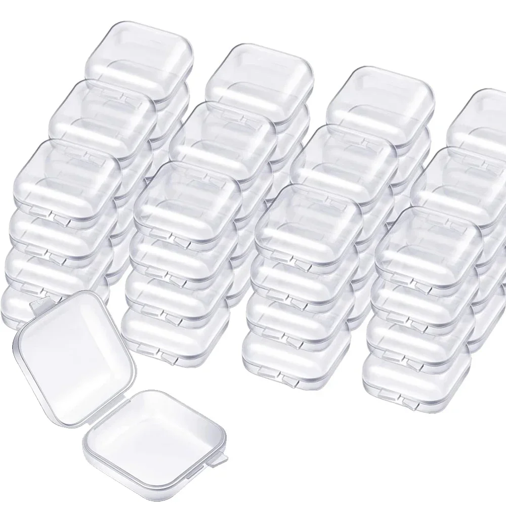 10/1Pcs Mini Plastic Storage Box Transparent Square Organizer Box Earrings Rings Container Holder Jewelry Packaging Display Case