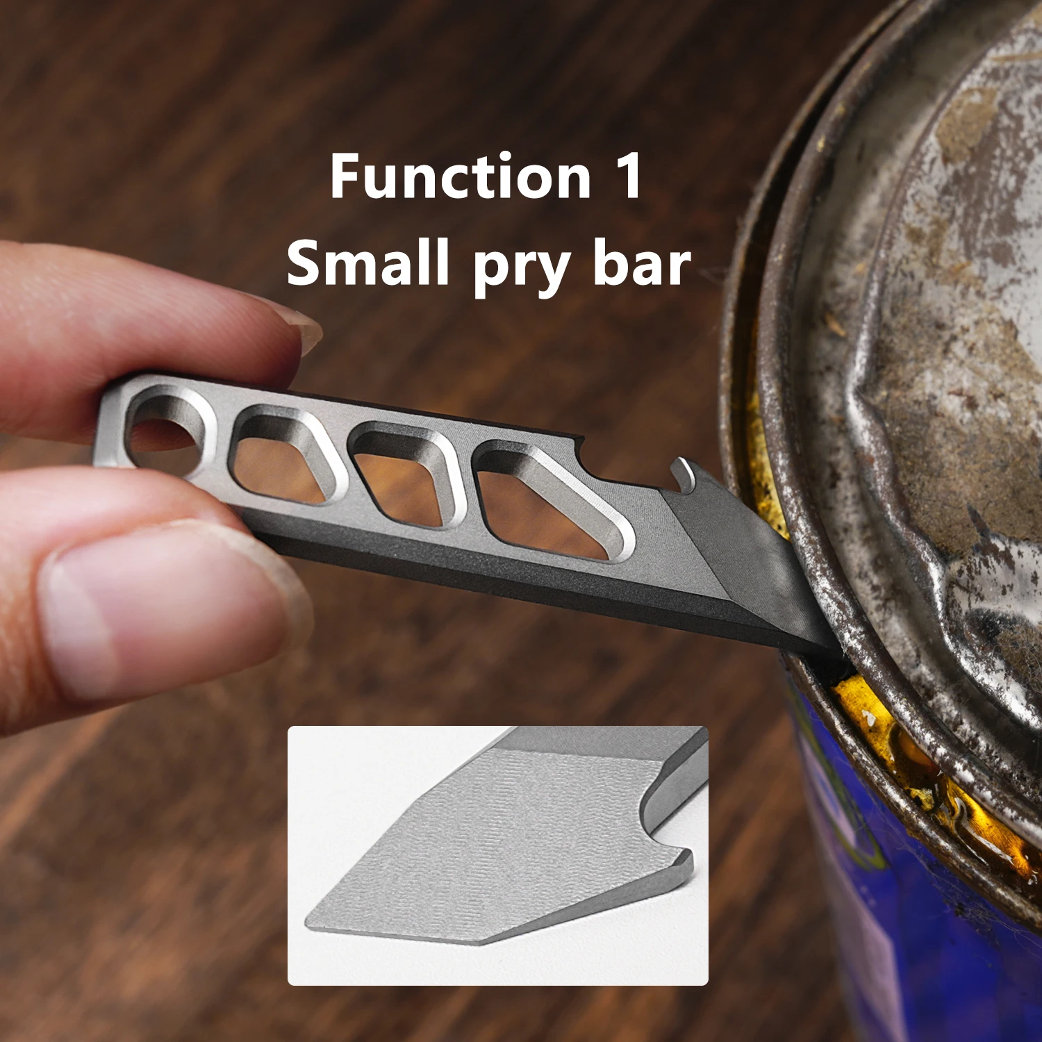 TGZUO Mini Pry Bars 4in1 Titanium Alloy Crowbars Multifunctional Tool Keychain Pendant Portable Pocket Tool Bottle Opener