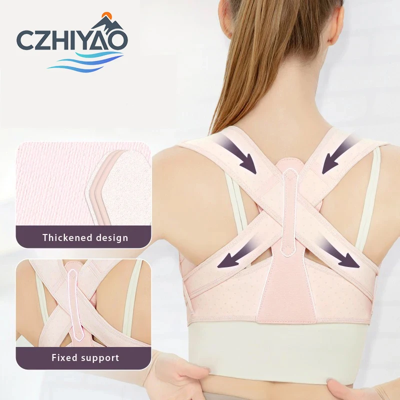 CZHIYAO Breathable Invisible Cross Back Posture Corrector Adjustable Shoulder Straightener Under Clothes Posture Support Brace