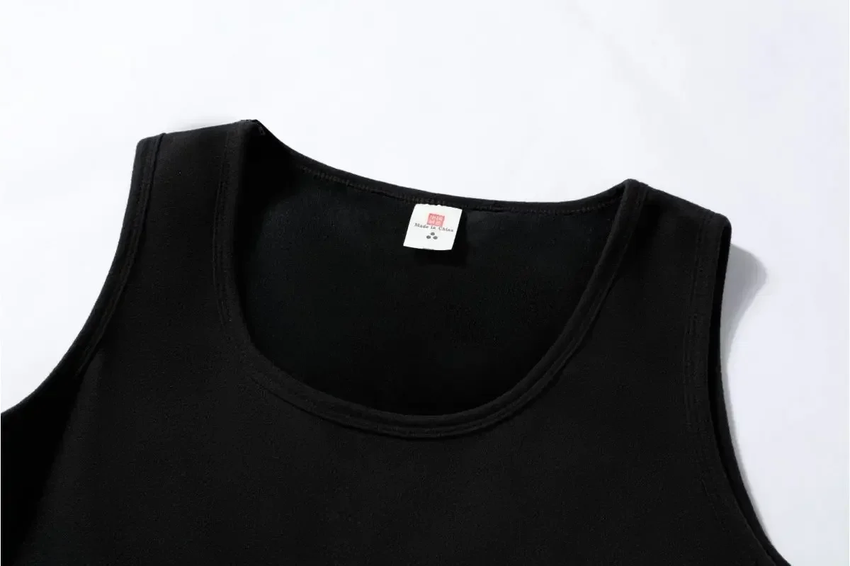 Winter-Thermoweste für Herren in Übergröße, mit Fleece gefüttert, dick, warm, ärmelloses Unterhemd, lässig – Detail 13