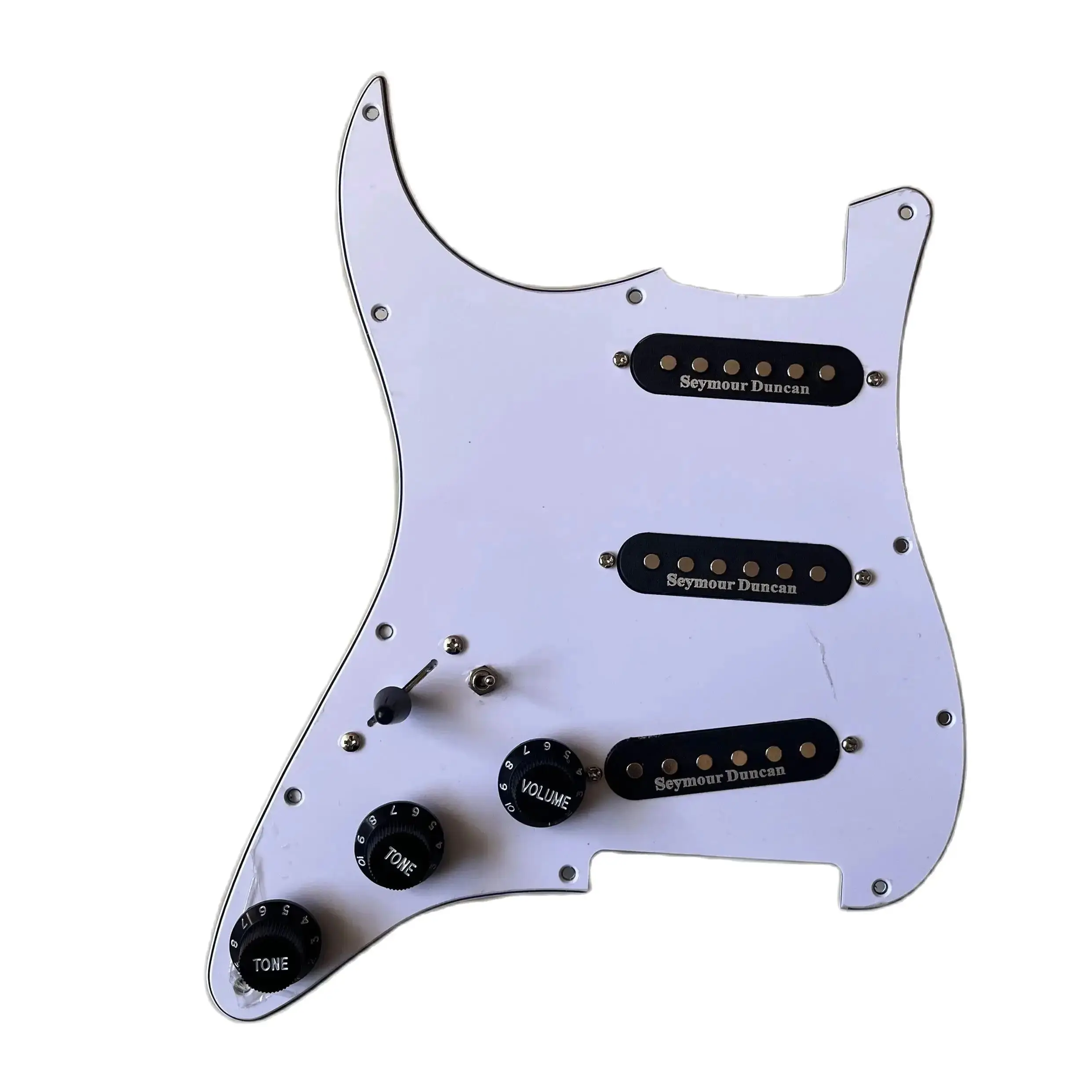 

Left-handed SSS Prewired ST Guitar Pickguard set Ainico5 Black Single Coil Pickups 7 way switch