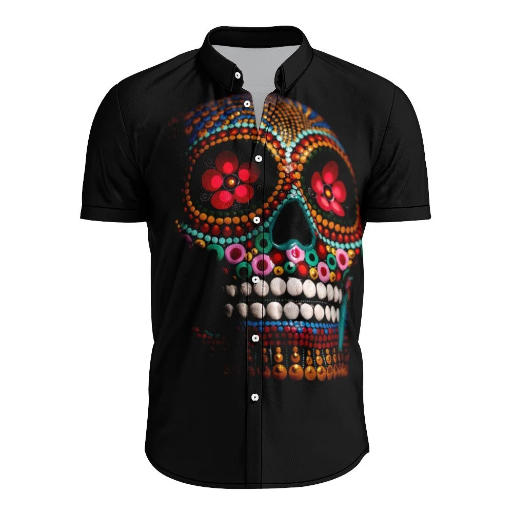 Goth Mexico Skull Graphic Shirts for Men Short Sleeved Shirt 3D Print Fashion Streetwear Tops Unisex Women Loose Jacket T-shirt