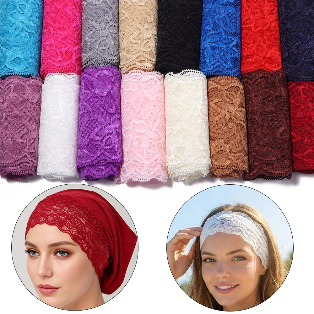 2 Yards 8cm Buntes Elastisches Blumenspitzenband DIY Bekleidung Nähen Handgemachtes Kunsthandwerk Spitzenband Kopfbedeckung Hochzeit Party Dekoration – Detail 2