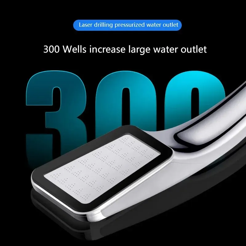 300-Hole Square Hand-Held Pressurized Shower Head Shower Nozzle Bath Shower Pressurized Shower Head Water-Saving Shower Head