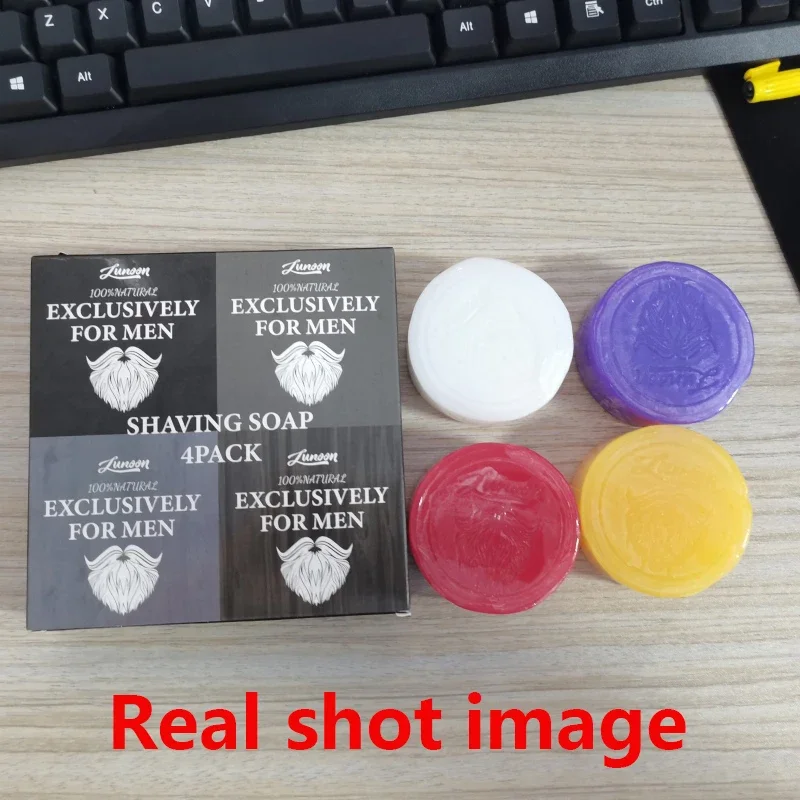 4/1pcs Mens Beard Shaving Soap Hand Made Smooth Texture Dense Bar Keep The Face Fresh Clean Organic Foam Shaving Cream for Men view 6