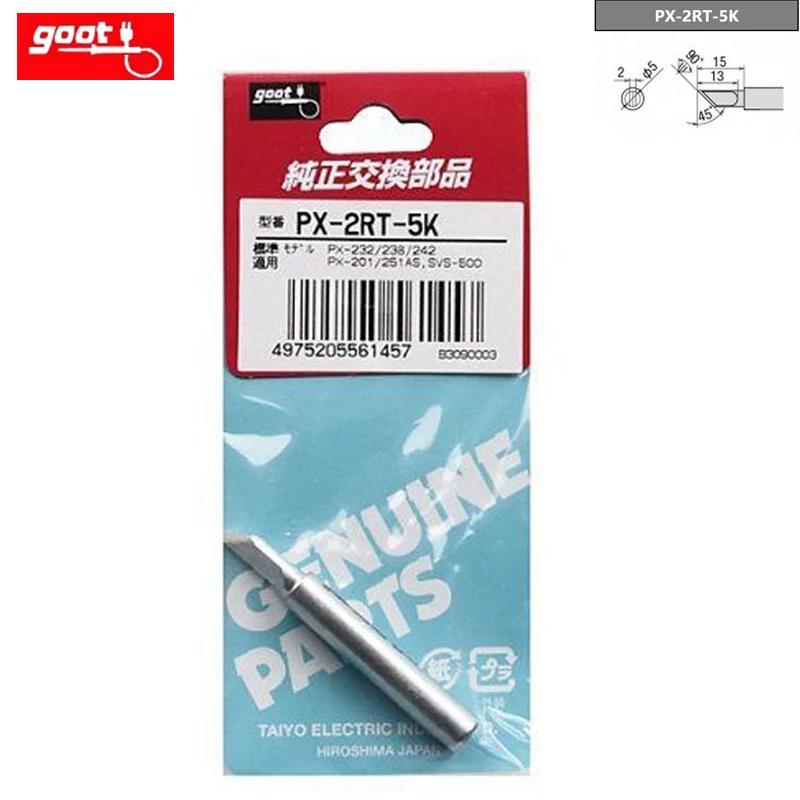 Original Japan GOOT PX-2RT Welding Tips For PX-201 PX-232 PX-238 PX-242 PX-336 SVS-500 Soldering iron Replacement Solder Parts