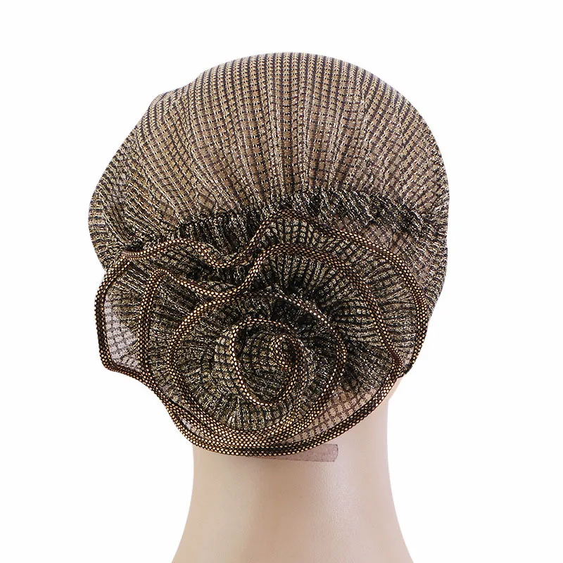 Chapeau Turban à grande fleur pour femmes musulmanes, casquette Hijabs indienne, sous-écharpe, Bonnet os, couvre-cou, accessoires pour cheveux