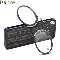 IENJOY Portable Card Style Presbyopia Glasses Bamboo Bamboo Legless Nose Clip Presbyopia Glasses Men Women Reading Glasses
