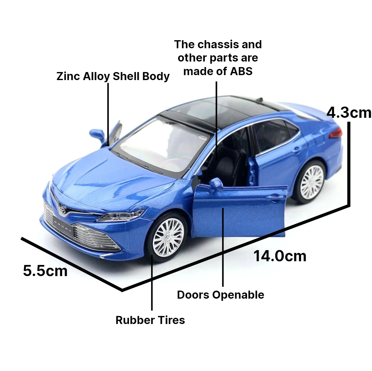 Modelo de coche de juguete TOYOTA Camry, vehículo de Metal fundido a presión, miniatura, tirar hacia atrás, ruedas libres, colección de sonido y luz, regalo para niños, 1/32