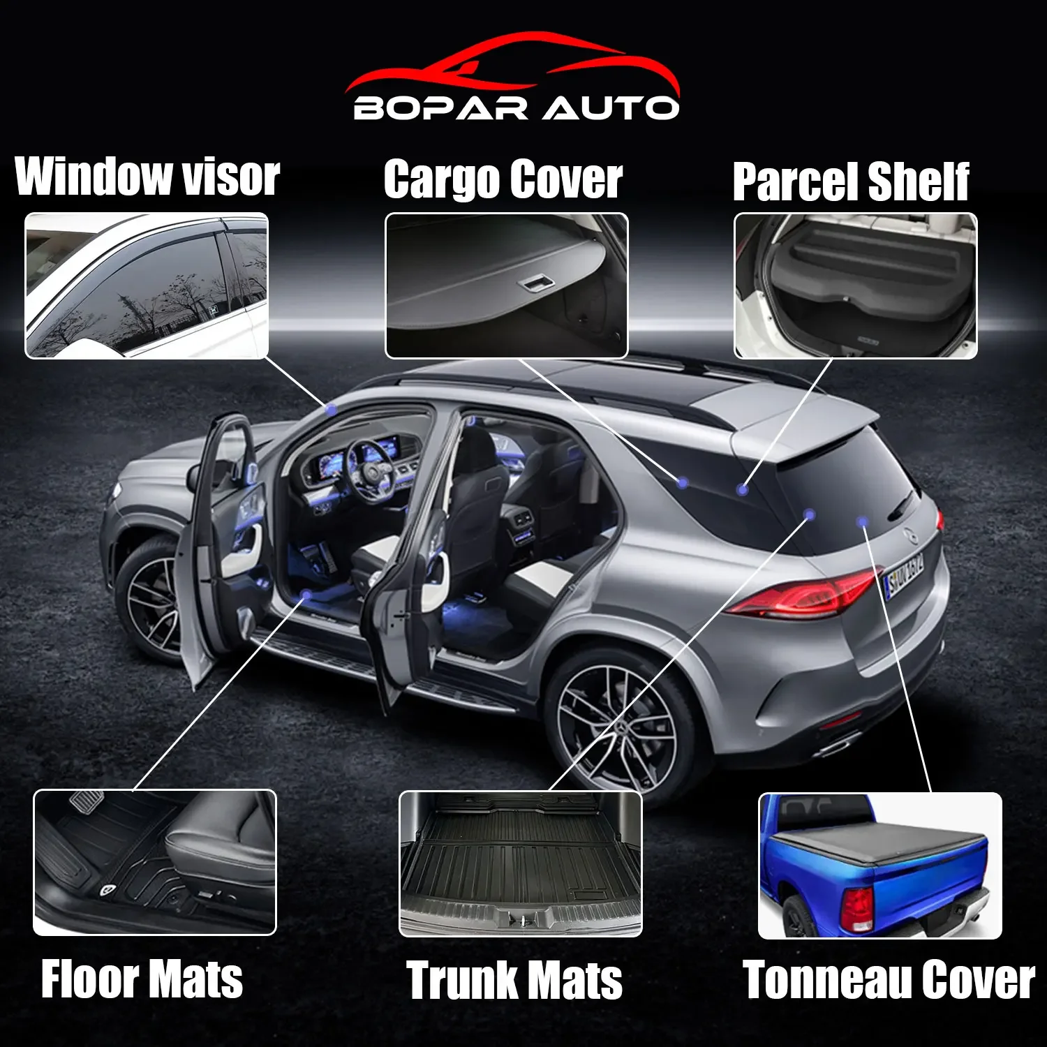 

OEM ODM Car Accessories and Parts Car Cargo Cover for Subaru BMW Benz Honda Jeep Kia VW Ford Toyota Bopar Parcel Shelf