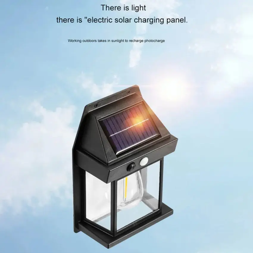 Solar Tungsten Night Light Outdoor Intelligent Motion Sensor Wall Lamp 3 Lighting Modes Waterproof Courtyard Garden Decoration