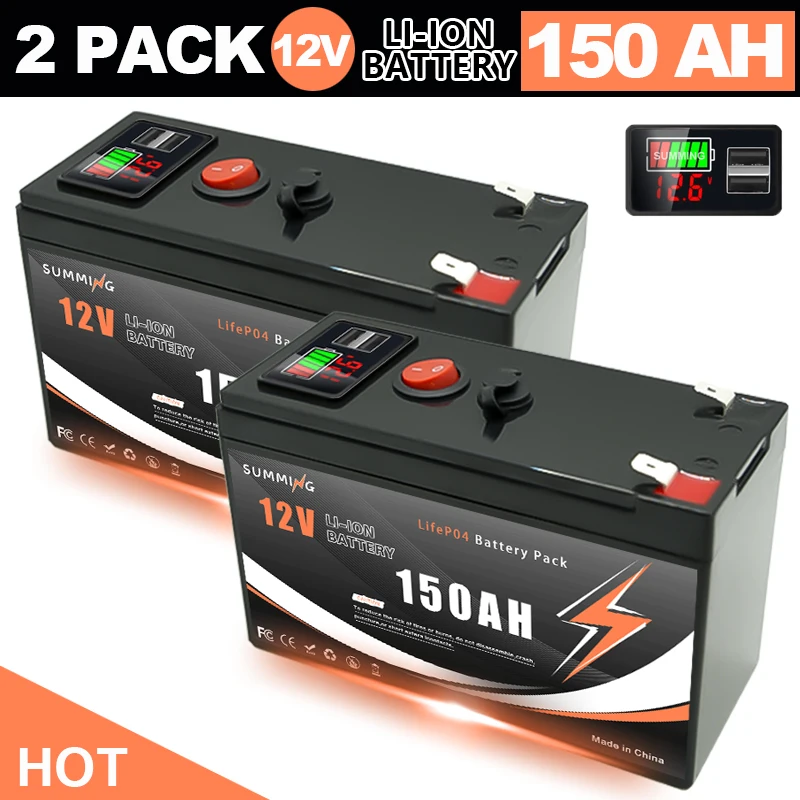 

LiFePO4 Battery 12V 150Ah Built-in Protection BMS,5000+Cycles,Fit for Solar Energy Systems,RV/Camper Vans,Marine Boats️