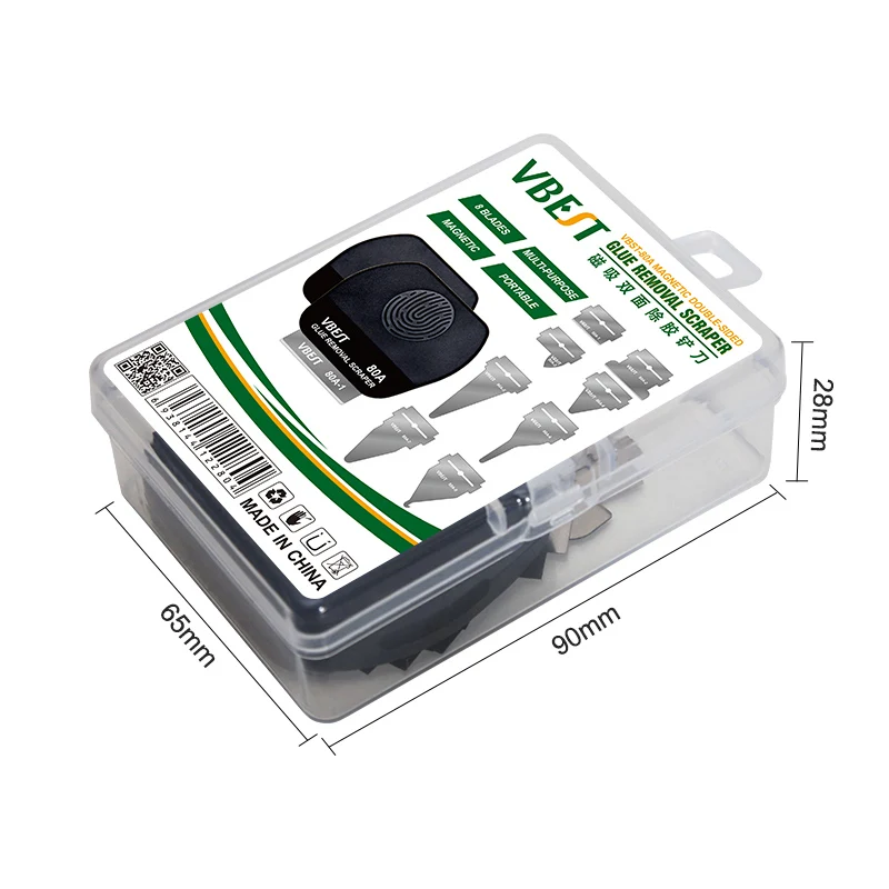 VBST-80A Set di raschietti per la rimozione della colla per la manutenzione del telefono cellulare lama di riparazione per lo smontaggio dello schermo LCD in acciaio inossidabile da 8 pezzi