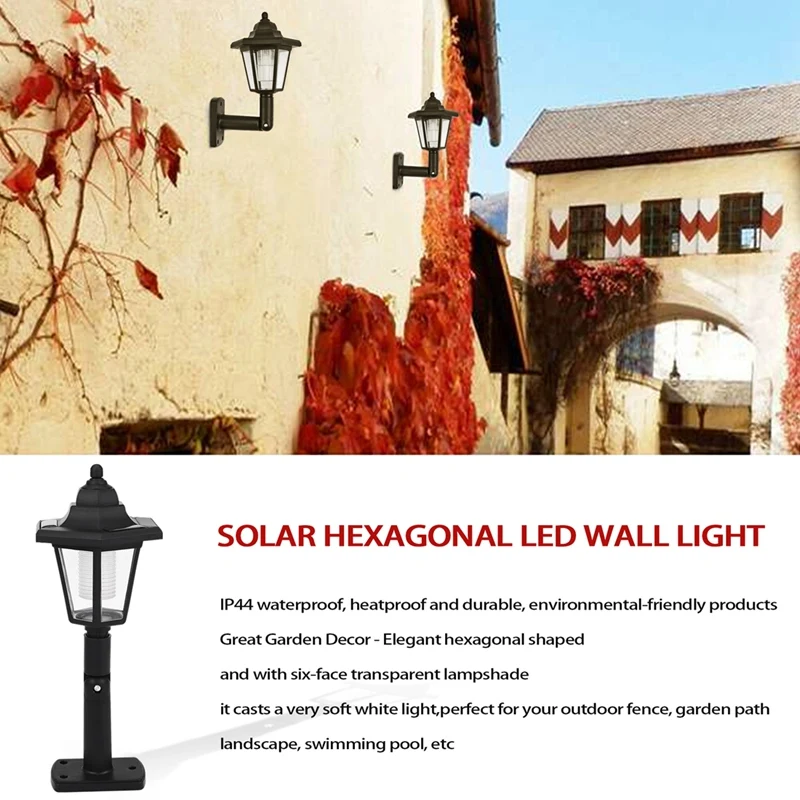 ร้อน! 2 X พลังงานแสงอาทิตย์ LED สวนกลางแจ้งรั้วโคมไฟติดผนังโคมไฟ Light Sensor