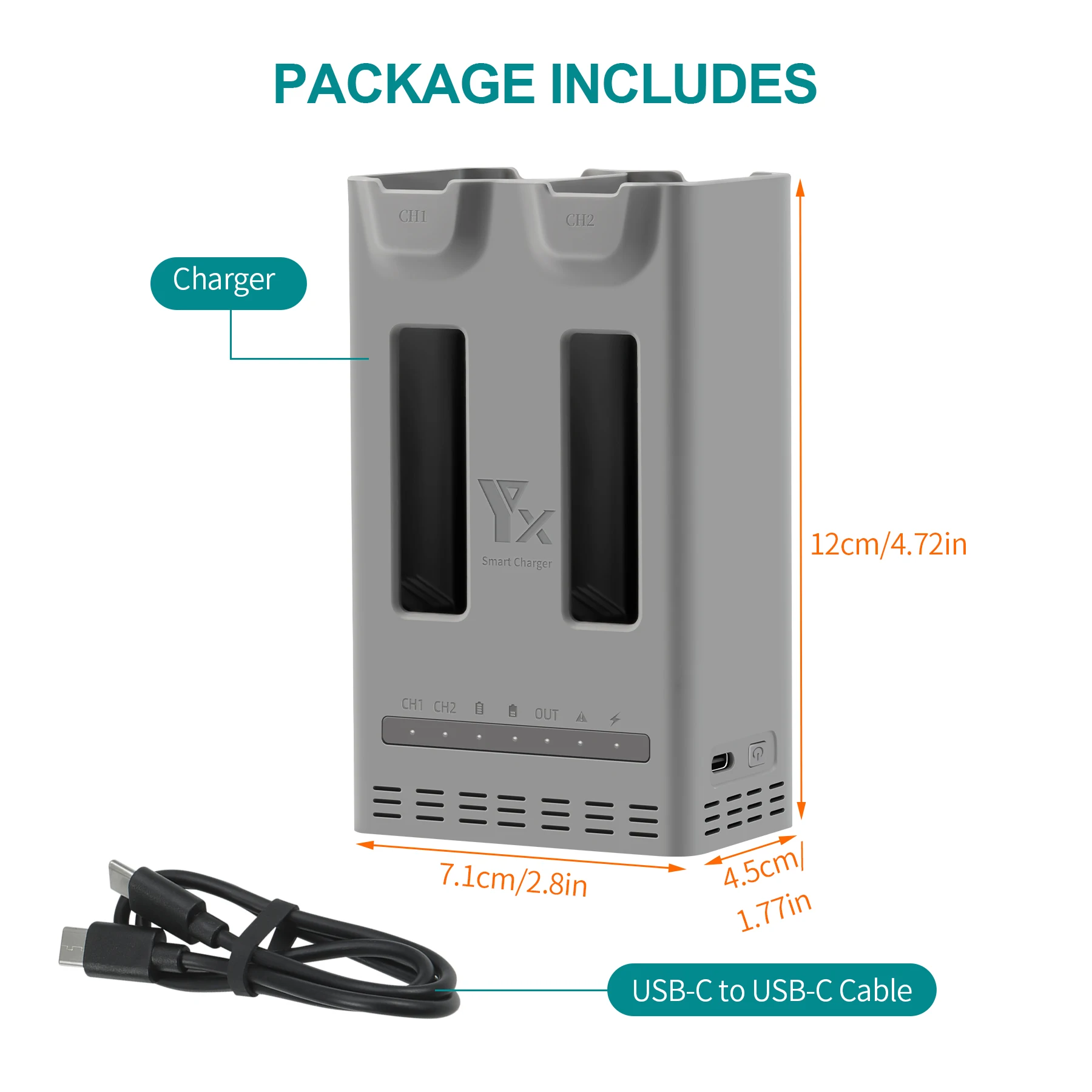 

For DJI Avata 360 Two-Way Charging Hub 2-Battery Smart Charger with Overheat & Overvoltage Protection