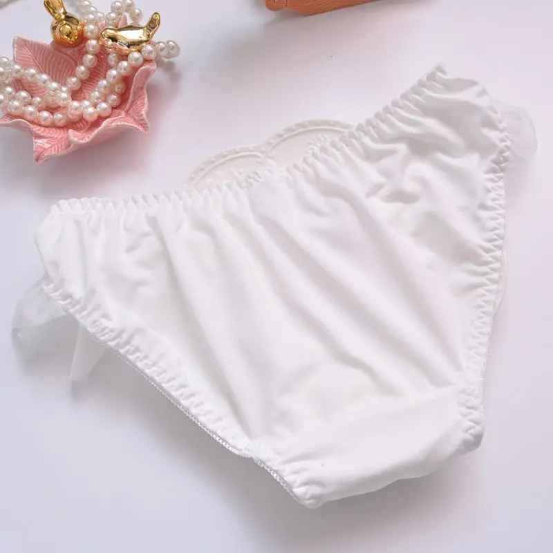 Girls Summer Milk Silky Big Flower Sexy Micro Princess Soft Panties Breathable Knickers Mid-Waisted Naughty Maidens Cute Briefs