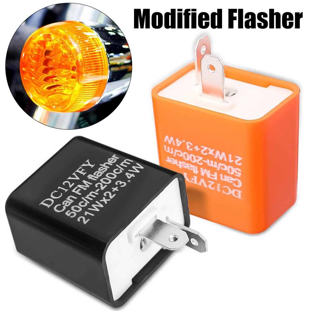 12V Speed Adjustable 2 Pin LED Electronic Flasher Relay for Motorcycle Turn Signal Direct Replacement Universal Hazard Warn