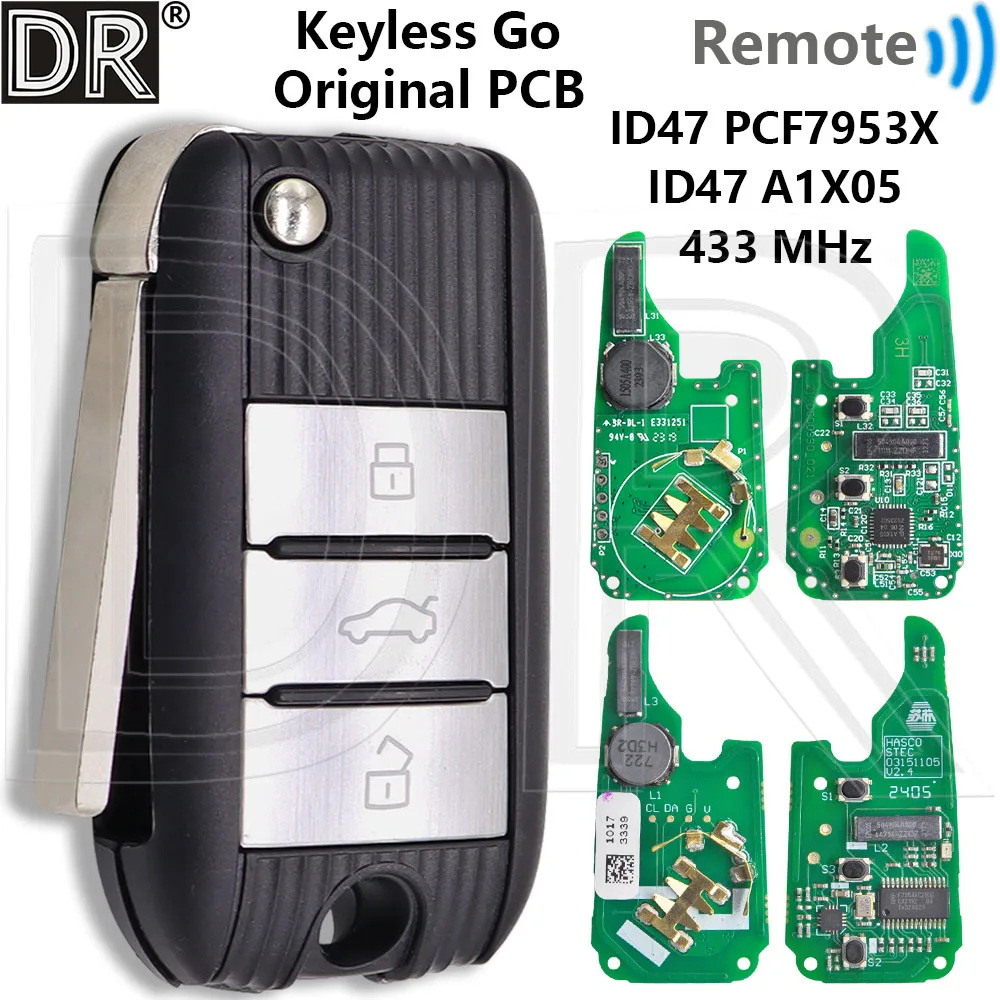 

Great Original PCB ID47 PCF7953X A1X05 Chip 433MHz Keyless Go Car Remote Key For Morris Garage MG MG5 ZS MG6 HS 2017 2018 2019