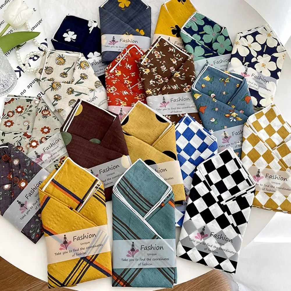 الرجعية 70*70 سنتيمتر وشاح الشعر القطن الكتان أنماط متعددة العصابات الشعر الشمس حماية مربع الحجاب النساء #4