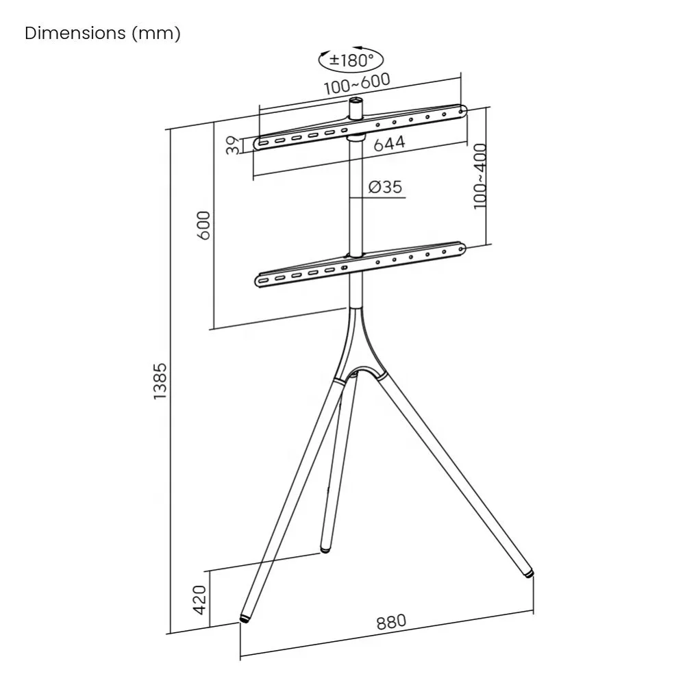 Universal Modern Bedroom Living Room Corner Furniture Minimalist Easel Studio TV Floor Stand with Mount Standing Bracket