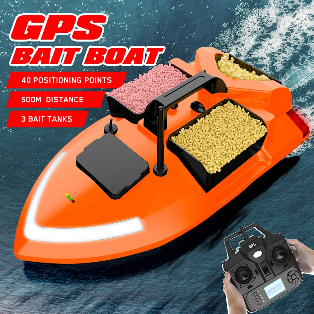 VWVIVIDWORLD Brand ,40GPS ,RC Fishing Bait Boat,2KG Loading ,500M ,Night Light ,Cruise/Return/Route Correction，One-click return