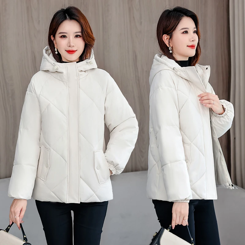 

Новое зимнее женское пуховое хлопковое пальто Jaet ort, свободное утягивающее теплое пальто с капюшоном, модное длинное свековое пальто на молнии...