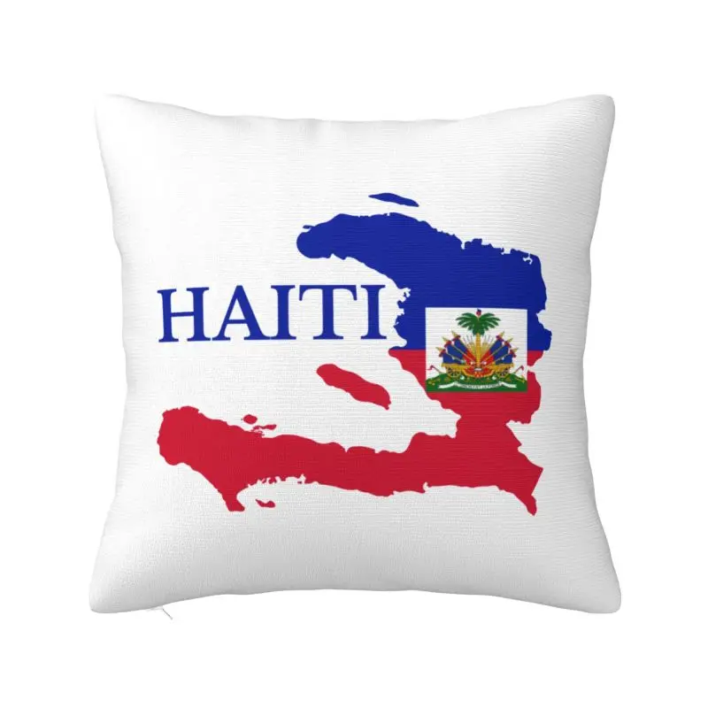 Haiti Map Flag Cushion Cover Sofa Living Room Square Throw Pillow Cover 45x45