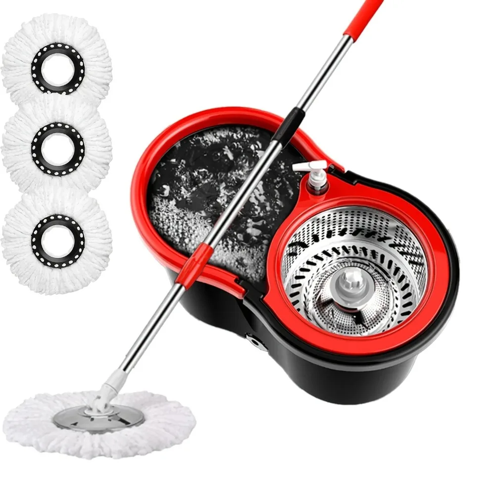 

360° Spin Mop Bucket with Wringer, 20QT Floor Cleaning System with 3 Microfiber Mop Heads for Home Office