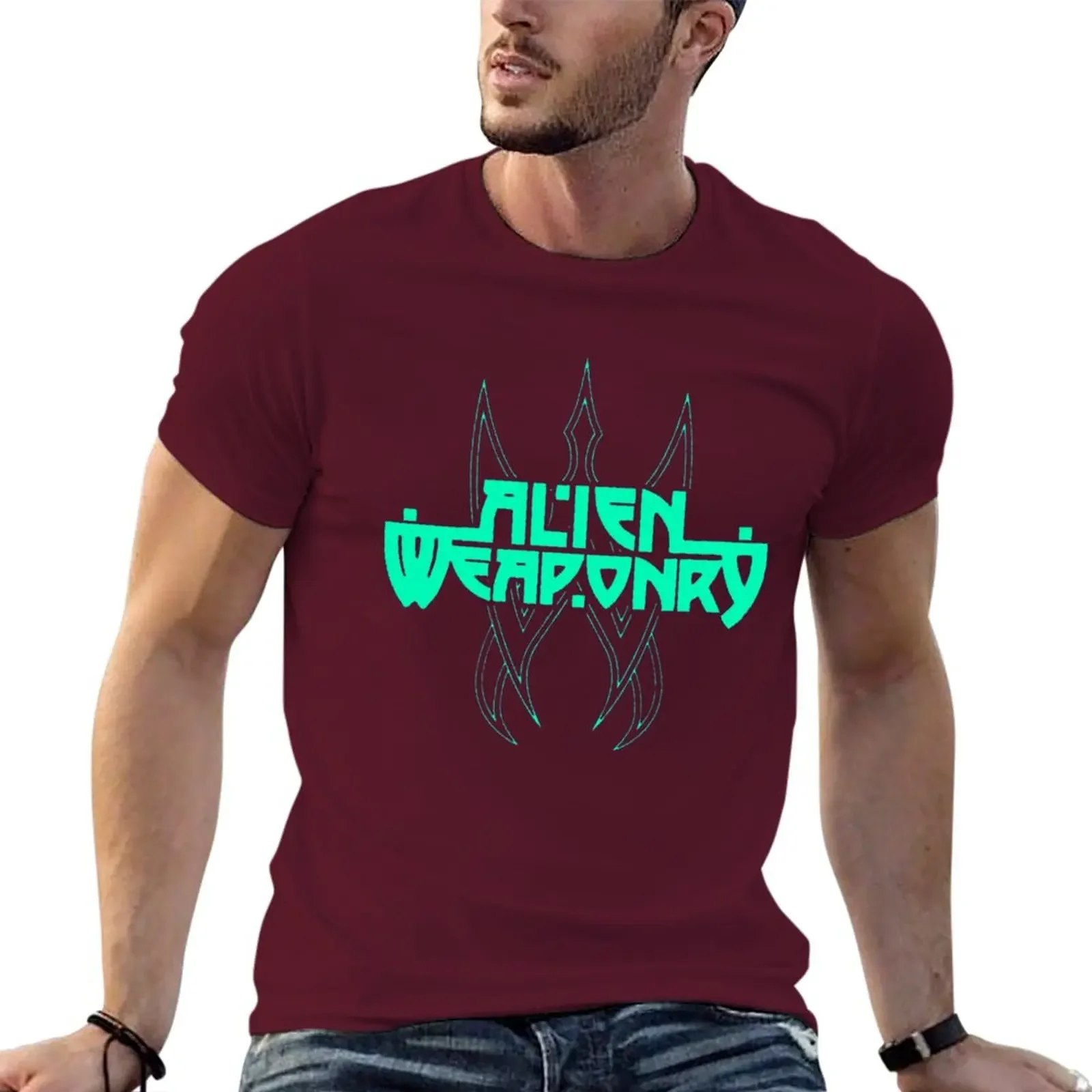 New fashion heavyweight alien vintage Summer weaponry best new logo T-Shirt custom  plain t-shirt sports fan Men's clothing