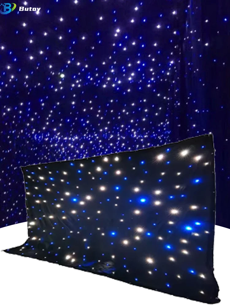 Aanpassen LED sterrendoek Achtergrond Doek DMX Controle Ster Sterrenhemel Gordijn LED Ster Doek voor Verjaardagsfeestje Bruiloft DJ Podium Muur Decor - afbeelding 2