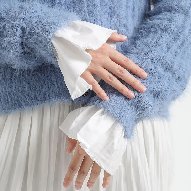 

Hot Sale 1Pcs Chiffon Flare Photo Glove Cuffs | Elegant Nail Art Accessory With Detachable Fake Cuff Design