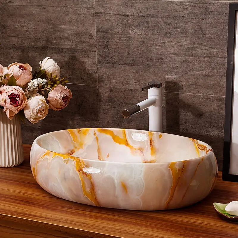 

Colourful Imitation stones porcelain bathroom vanity bathroom sink bowl countertop Oval Ceramic wash basin bathroom sink