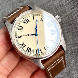 Vintage Pilot Wristwatch Roman Number Diver Steel Automatic Watch Men NH35AA PT5000 200m Waterproof Blue Hand Sport Clock Rejor
