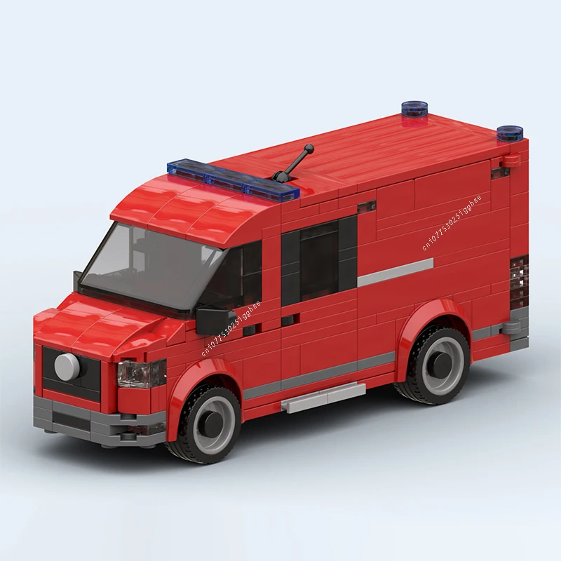 MOC Building Blocks Fire Hazmat Van Classical City Vehicle Model Bricks Sets Assemble Display Children's Toys Gifts